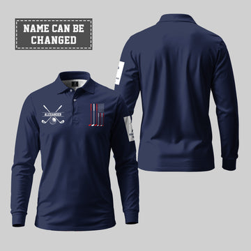 American Flag Long Sleeve Polo