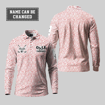 Golf Is My Therapy Long Sleeve Polo