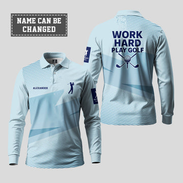 Work Hard Play Golf Long Sleeve Polo