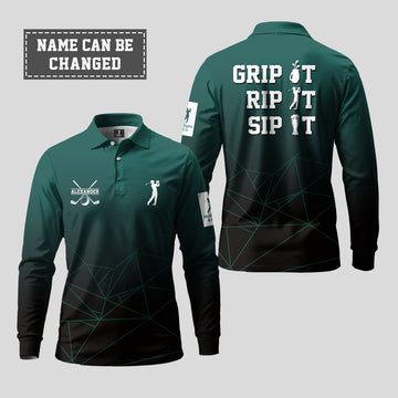 Grip It and Sip It Long Sleeve Polo