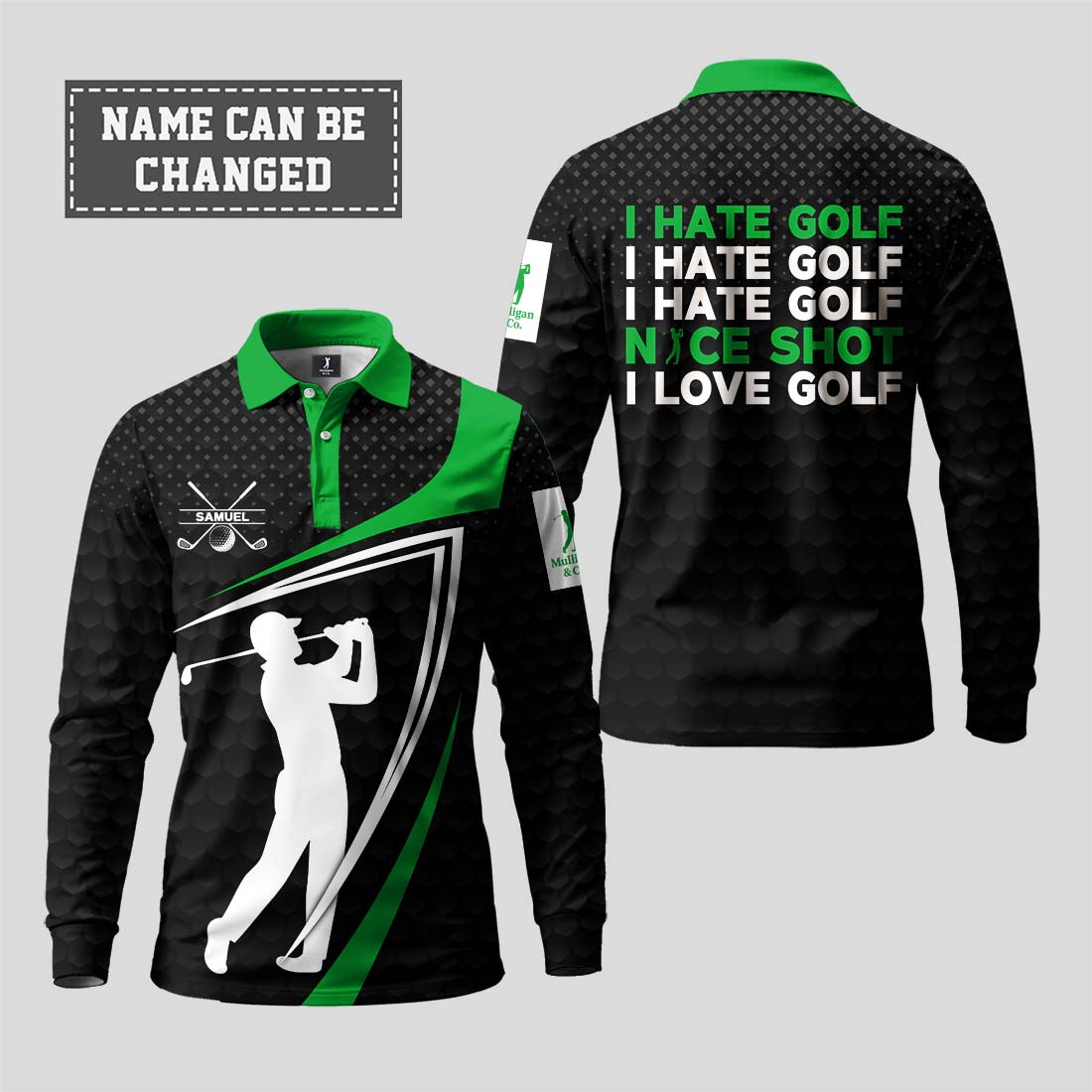 I Hate Golf Nice Shot Long Sleeve Polo