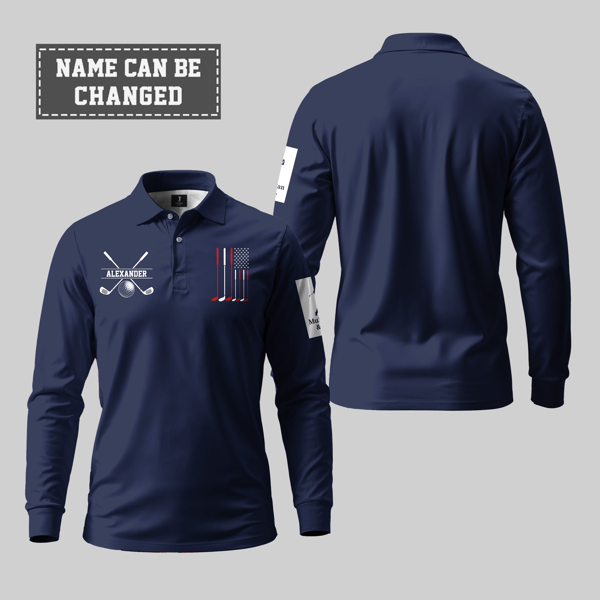 American Flag Long Sleeve Polo