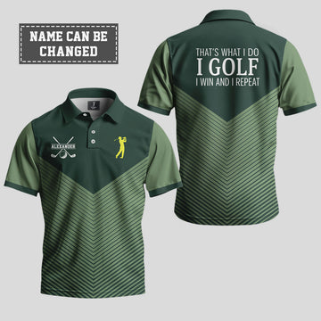 That's What I Do I Golf I Win I Repeat Polo Shirt 2