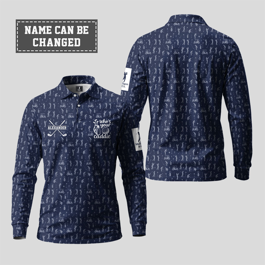 Who Your Caddie Long Sleeve Polo