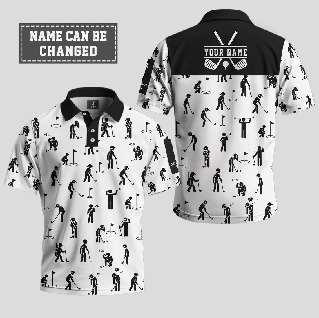 Funny Golfers Pattern Polo Shirt
