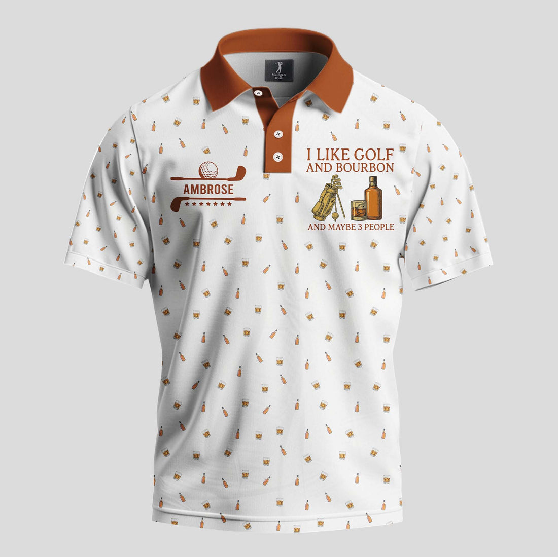 I Like Golf and Bourbon Polo Shirt 2
