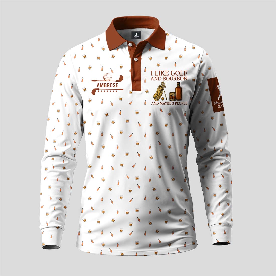 I Like Golf and Bourbon Long Sleeve Polo